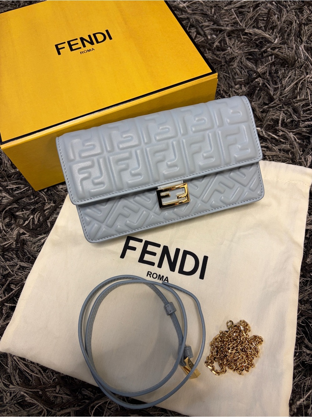 Fendi Baguette Leather Wallet on Chain
